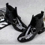 Lacquer Leather Short Boots Women 2024 New Four