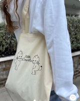 Casual Women Fashion Yellow Angel Printed Shoulder Bag 2023 Summer Vintage Canvas Fabric  Female Bags Mujer