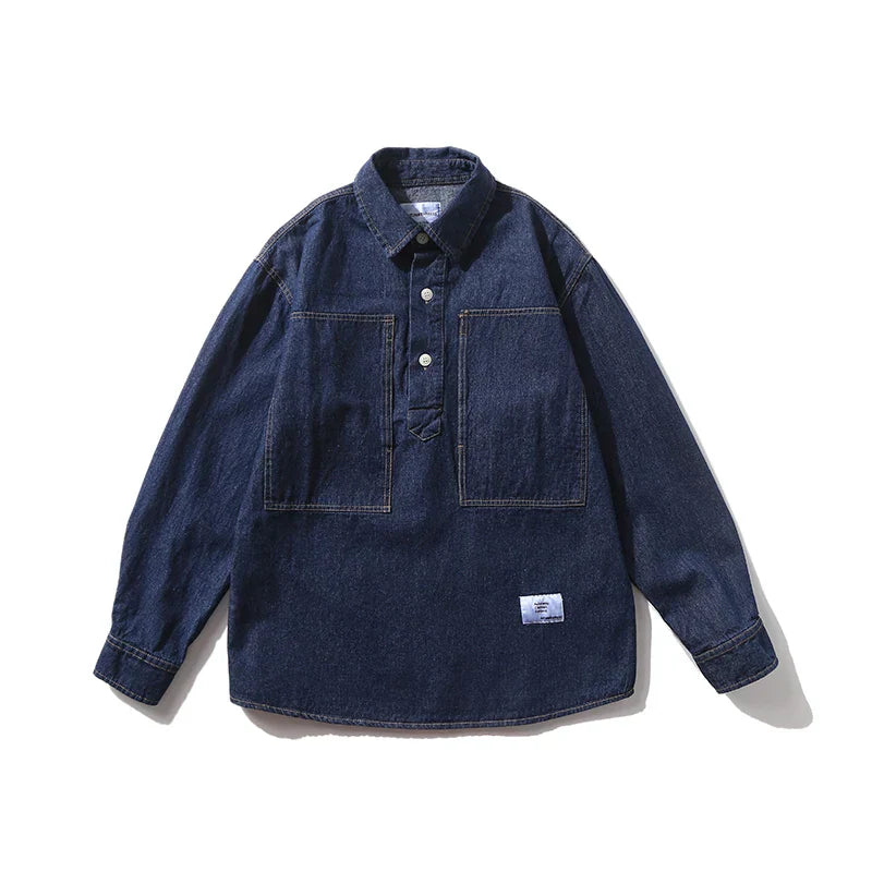 Men Streetwear Vintage Fashion Loose Casual Long Sleeve