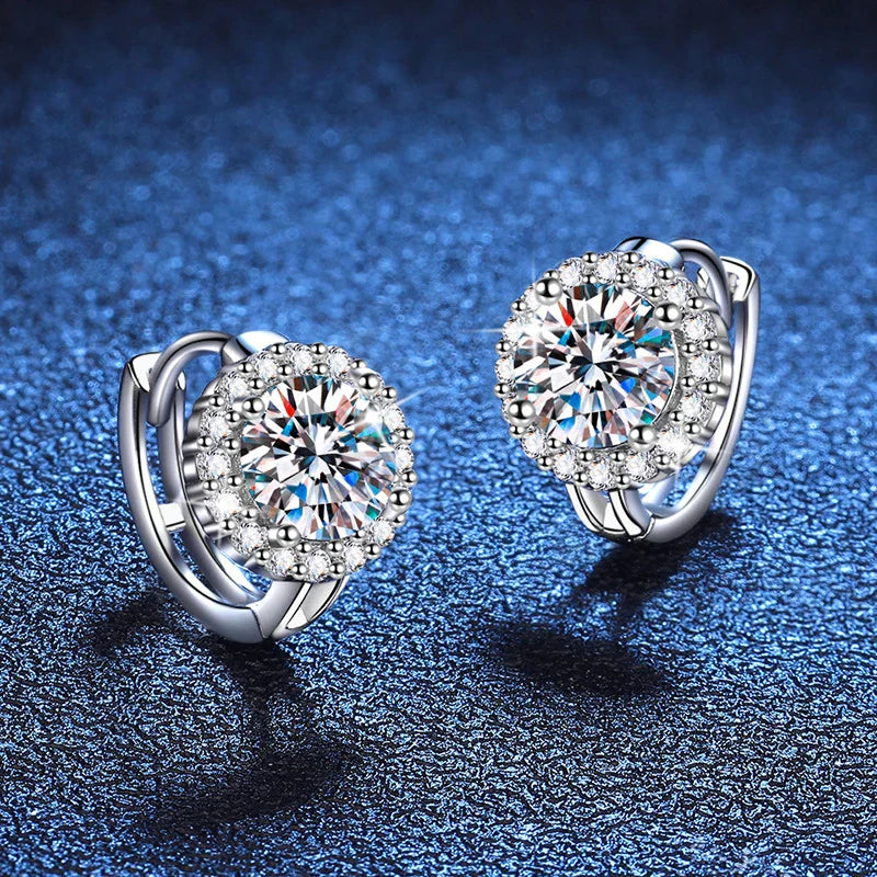 NeeTim 1ct 6.5mm Moissanite Earrings for Women S925