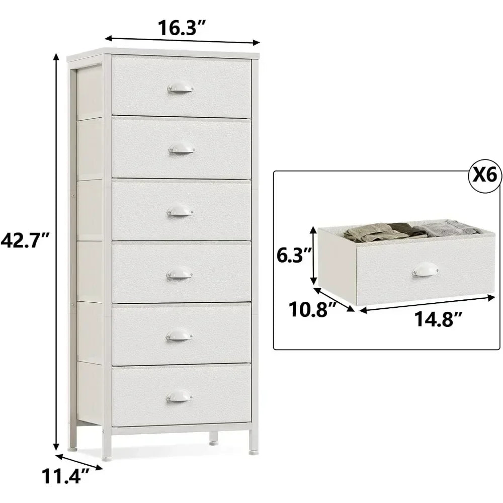 Furnulem White Dresser, Tall Storage Tower Standing Organizer