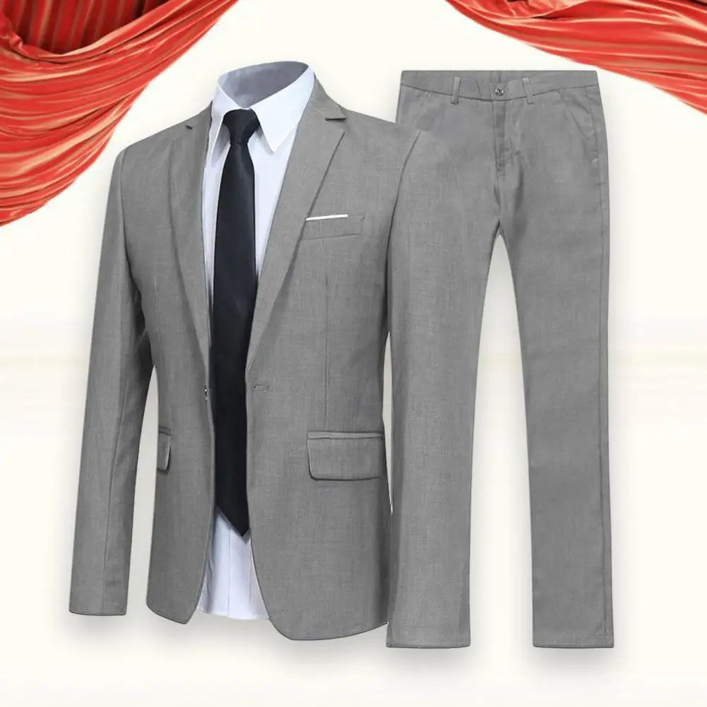 1 Set Trendy Men Blazer Pants British Style