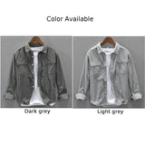 Stylish Men's Corduroy Cargo Shirts Long Sleeve Lapel