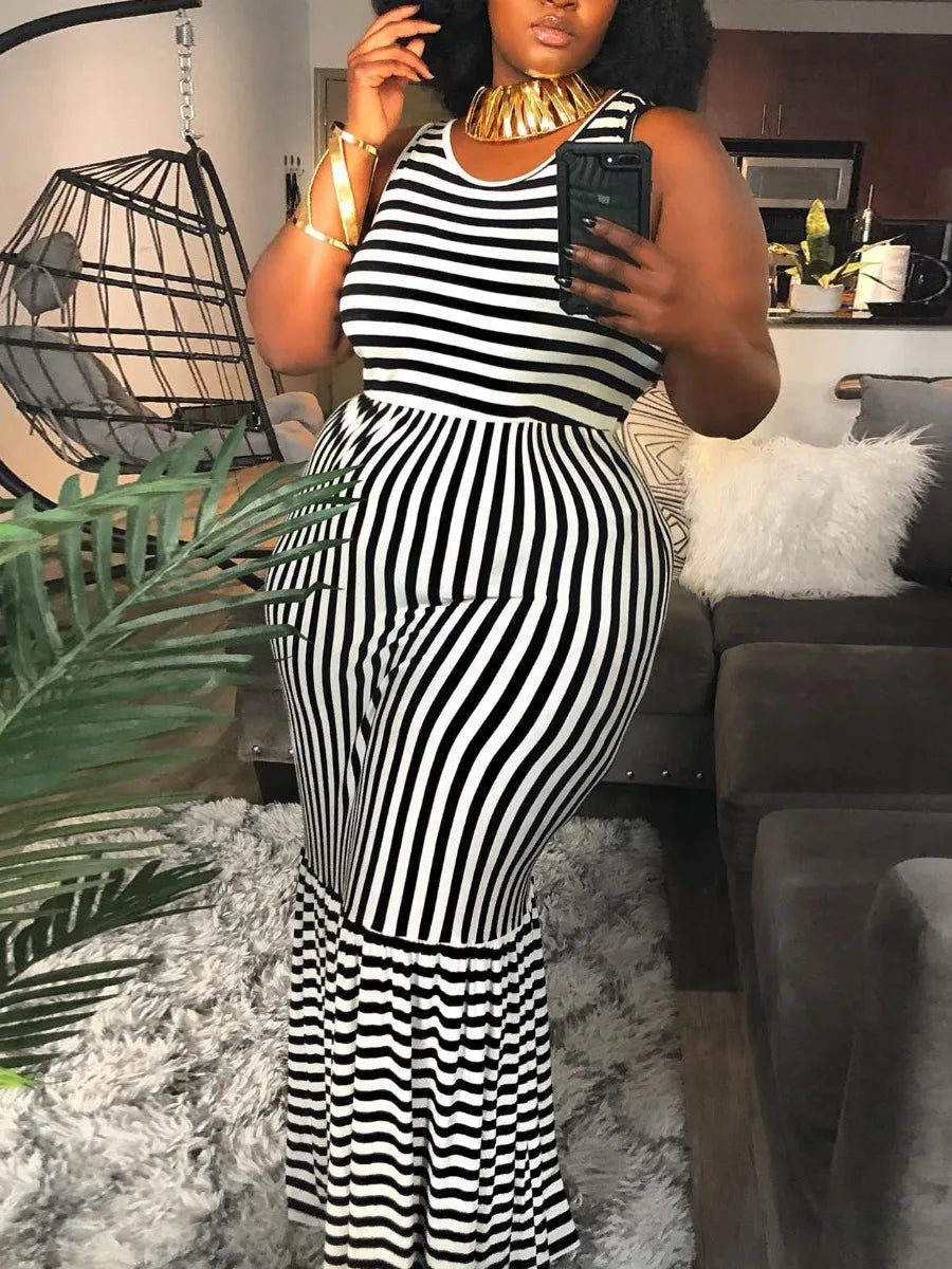 LW Plus Size Striped Bodycon Cami Dress Summer