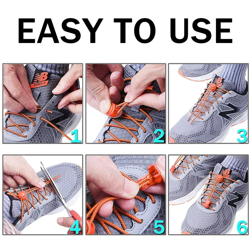 1 Pair 22 Colors Elastic Shoelaces Round Locking