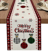 Christmas Snowflake Texture Linen Table Runners Wedding Decoration