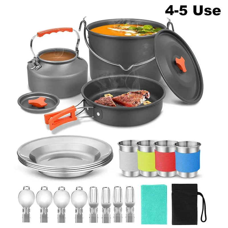 Camping Cooking Set Outdoor Aluminum Lightweight Equipment Camping