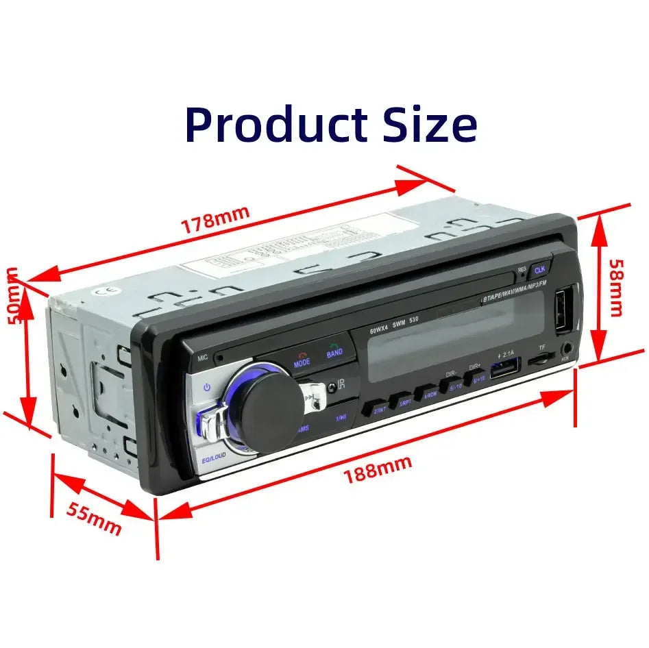 60W Bluetooth MP3 Player for Car - USB/TF/FM Radio