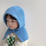 Baby Knitted One-piece Cap Scarf Solid Color Warm