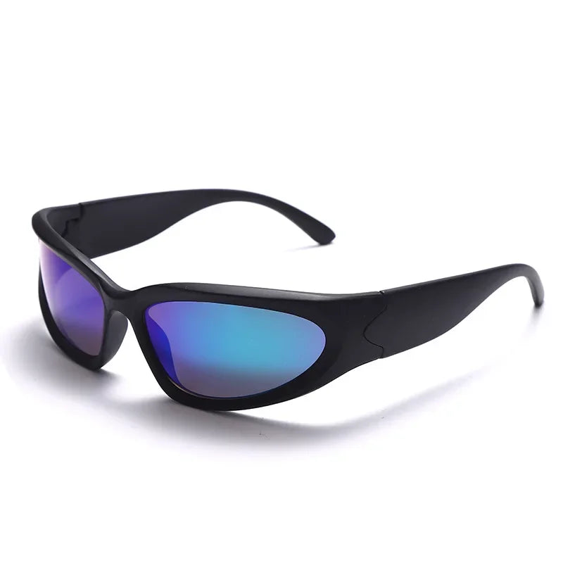 Trendy Silver Rectangle Sport Sunglasses Men Women Brand