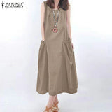 ZANZEA Summer Sleeveless Maxi Dress Women Fashion Work