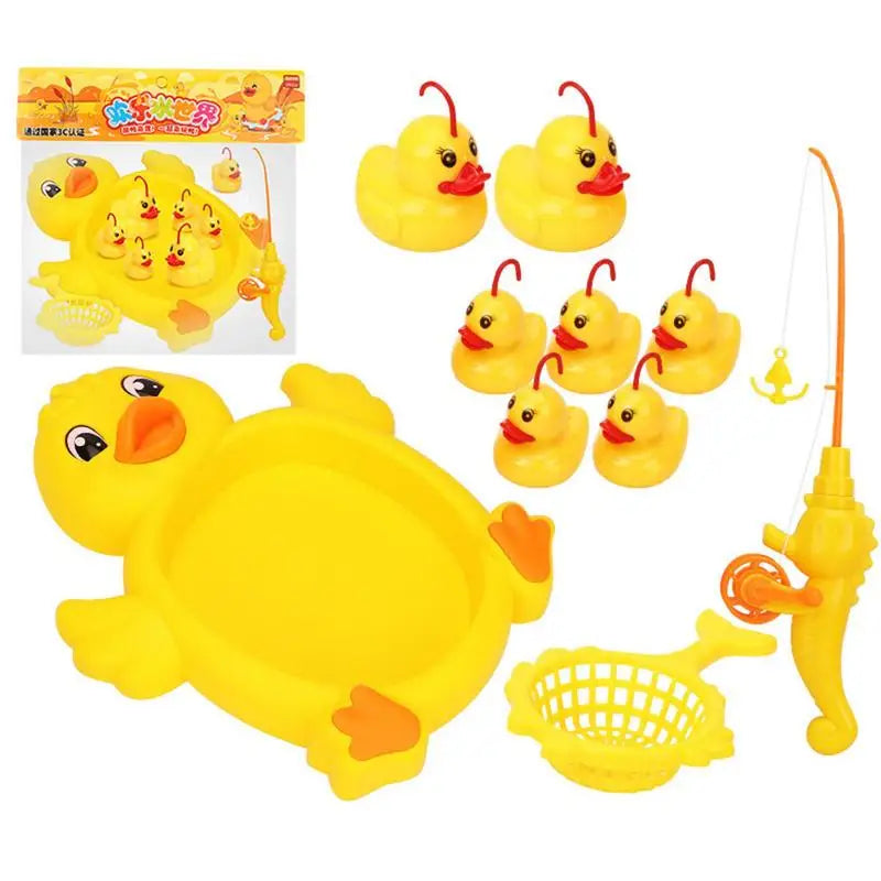 9Pcs/Set Mini Floating Duck Fishing Bath Toy Set