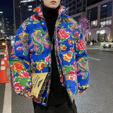 Northeast Flower Printed Thickened Cotton-padded Jacket Couple Chinese