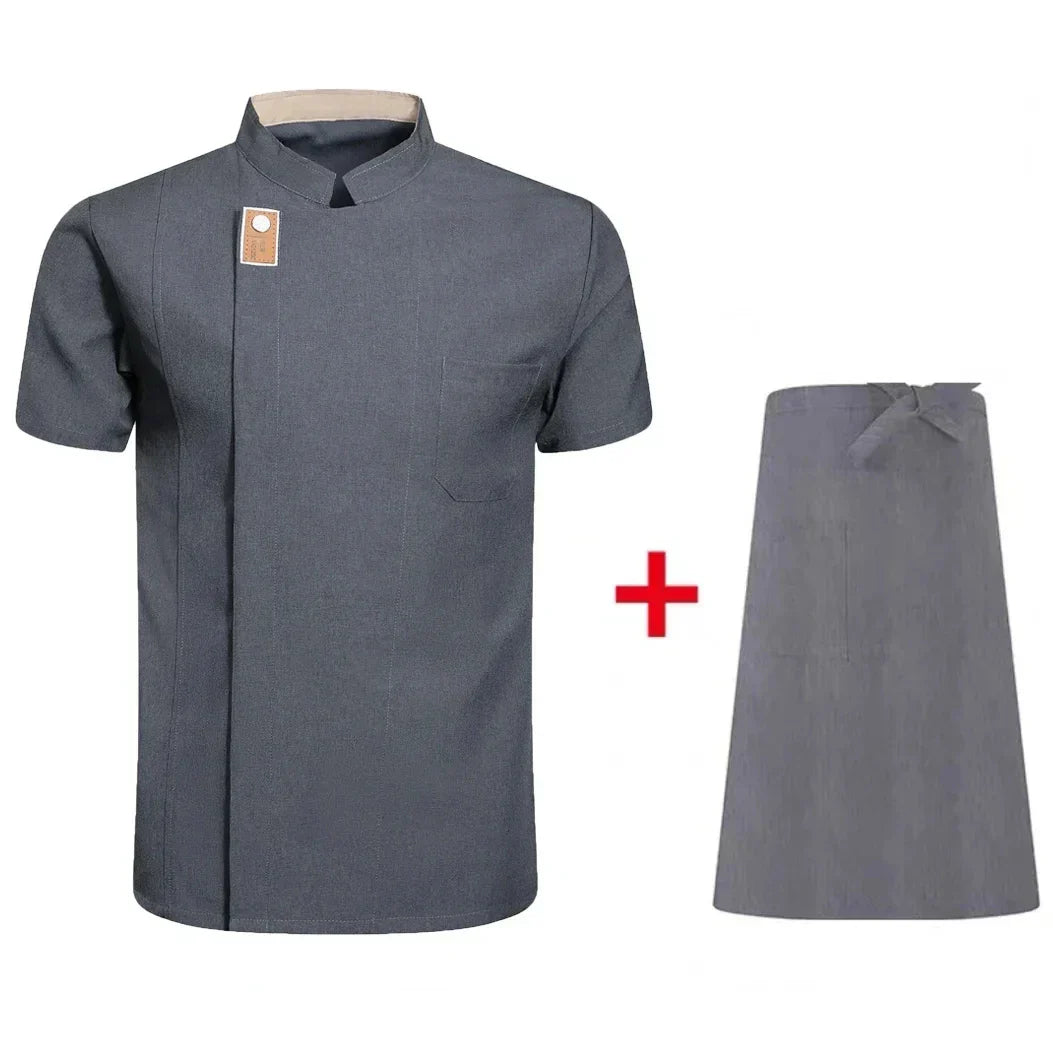 Newest Solid Mens Chef Jacket Short Long Sleeve