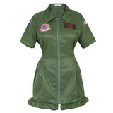 Pilot Uniform Army Green TOP GUN Costume for