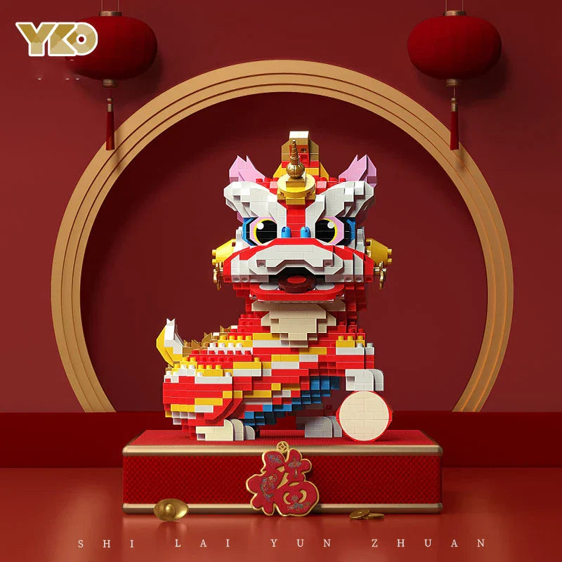 Chinese Lion Dance Building Blocks Mascot Assemble Small