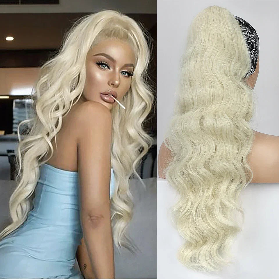 Vigorous Synthetic Long Body Wavy Drawstring Ponytail for