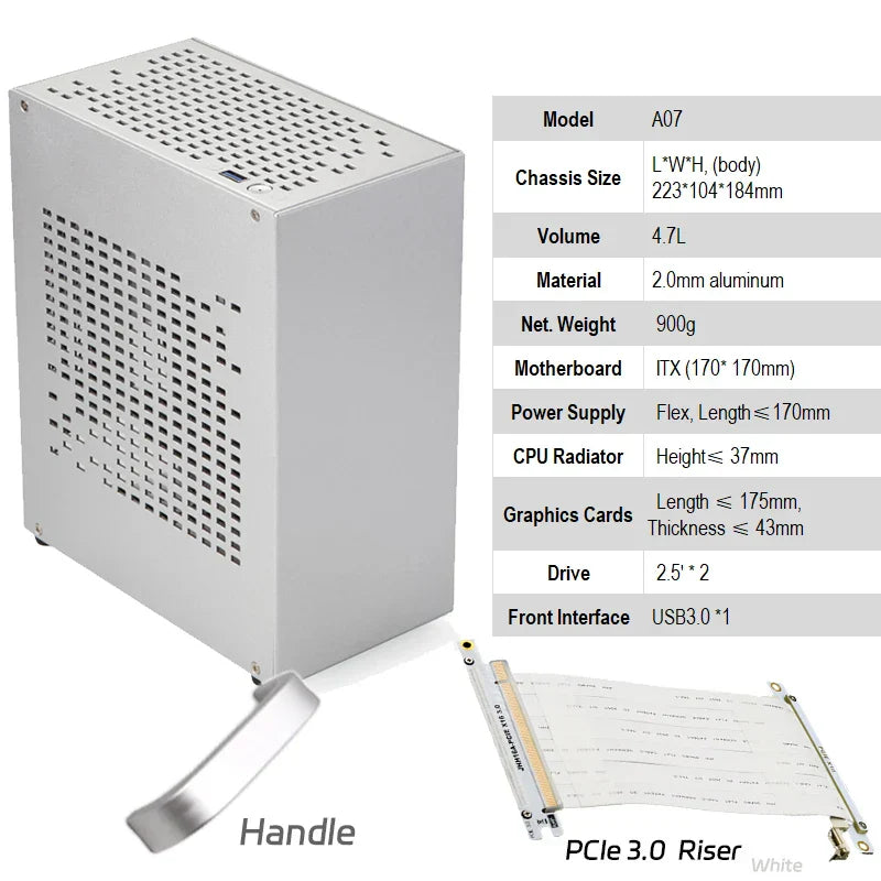 All Aluminum 2.0mm HTPC Mini ITX A4 Chassis