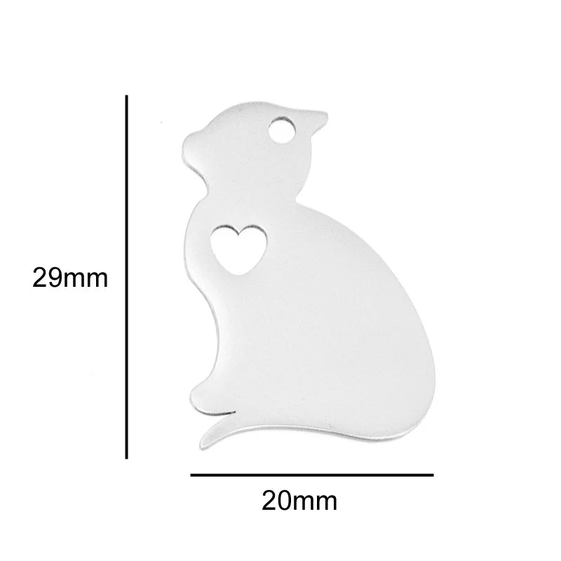 10pcs I Love My Cat Dog Animals Stainless