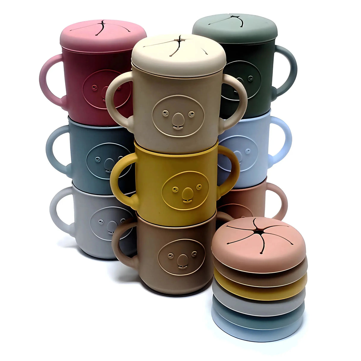 Silicone Snack Cup with Handle Double Ear Petal