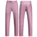 Red Striped Plaid Suit 2 Piece Men's Wedding