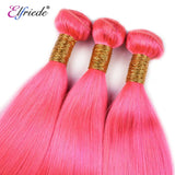 Elfriede #Pink Straight Colored Hair Bundles with Frontal