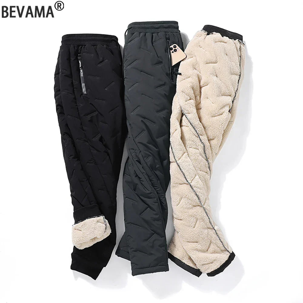 Down Pants Winter Lambswool Sweatpants Velvet Thicken Fleece