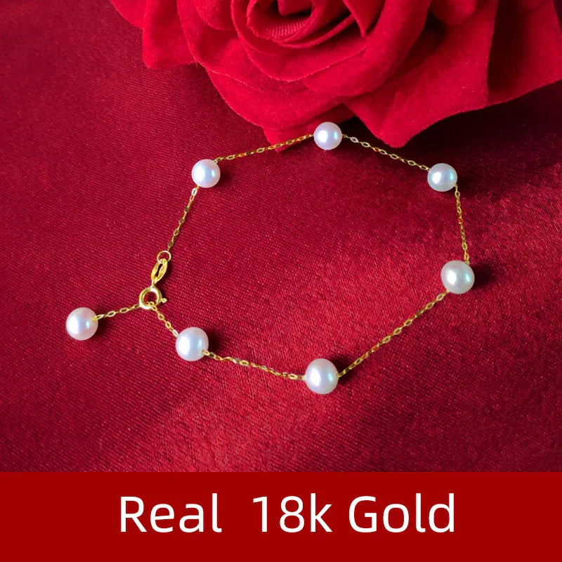 XF800 Pearl Jewelry Set Real 18K Gold Natural