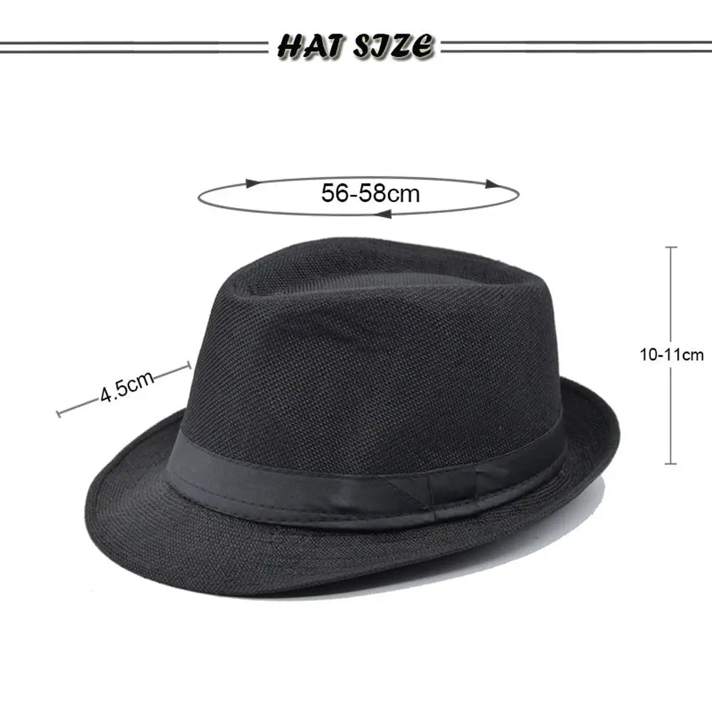 Men Women Straw Fedora Hat Trilby Cuban Sun