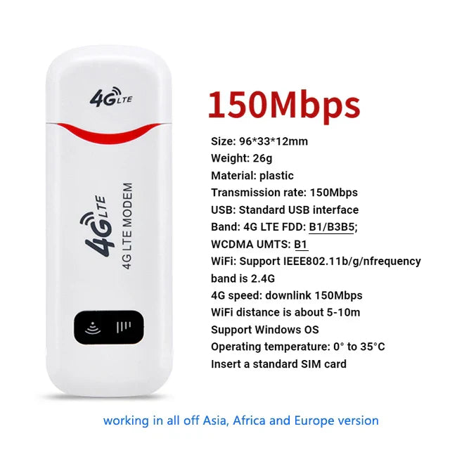 EATPOW 4G LTE Wireless Router USB Dongle 150Mbps