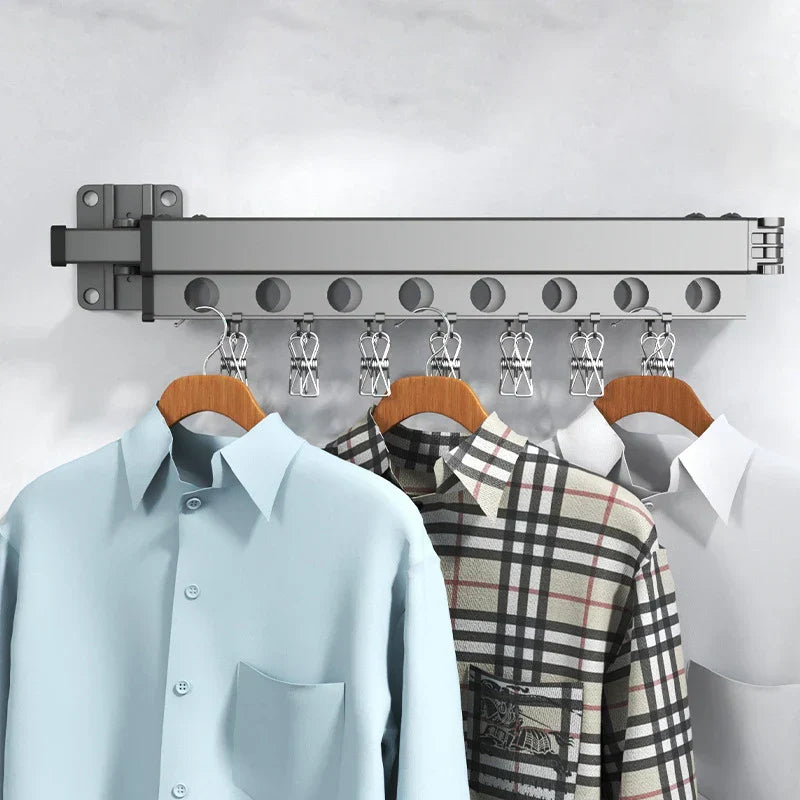Extendable Clothesline Retractable Clothes Hanger Rack Folding Wall