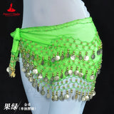 Belly Dance Belt for Women Chiffon Gold Coines