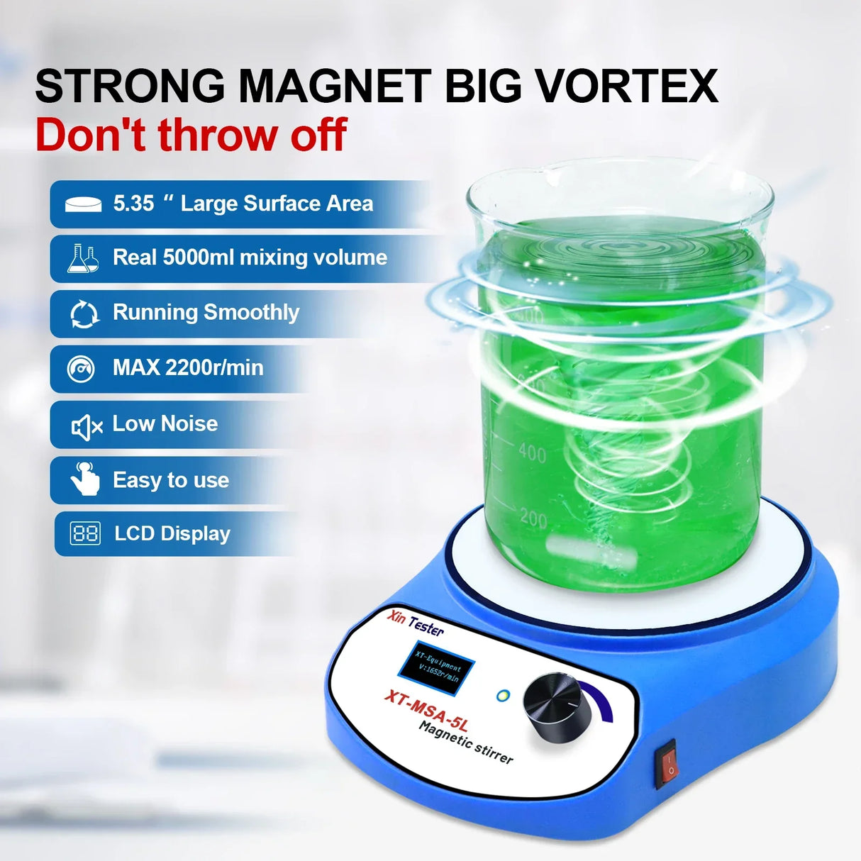 Xin Tester Magnetic Stirrer 3000ml LCD Display,Home/Lab Digital