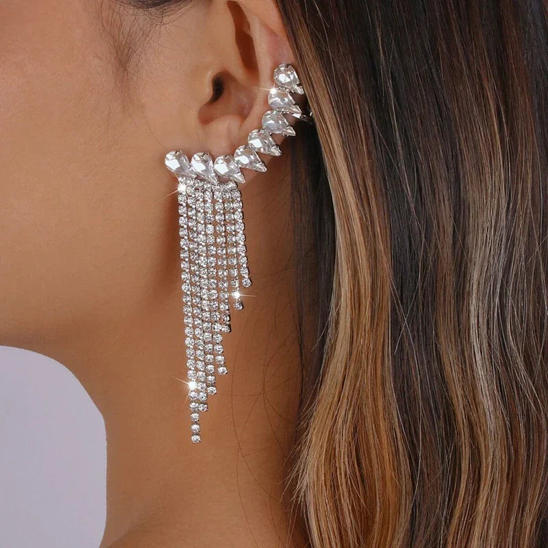 New Luxury Rhinestone Women's Earrings Tassel Crystal Hanging