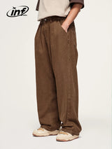 INFLATION Brown Retro Washed Denim Pants Unisex Classic