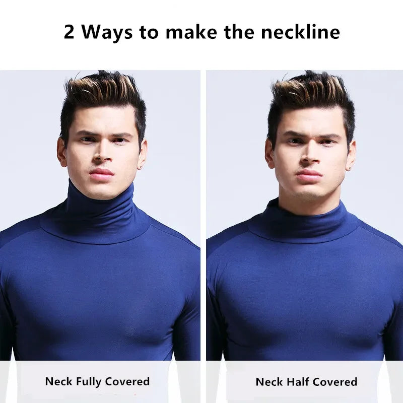 High Collar Undershirts Men Long Sleeve Tops Thermal