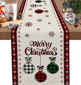 Merry Christmas Tree Ball Linen Table Runners Holiday