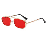 Vintage Red Rectangle Sunglasses Women Brand Steampunk Pink