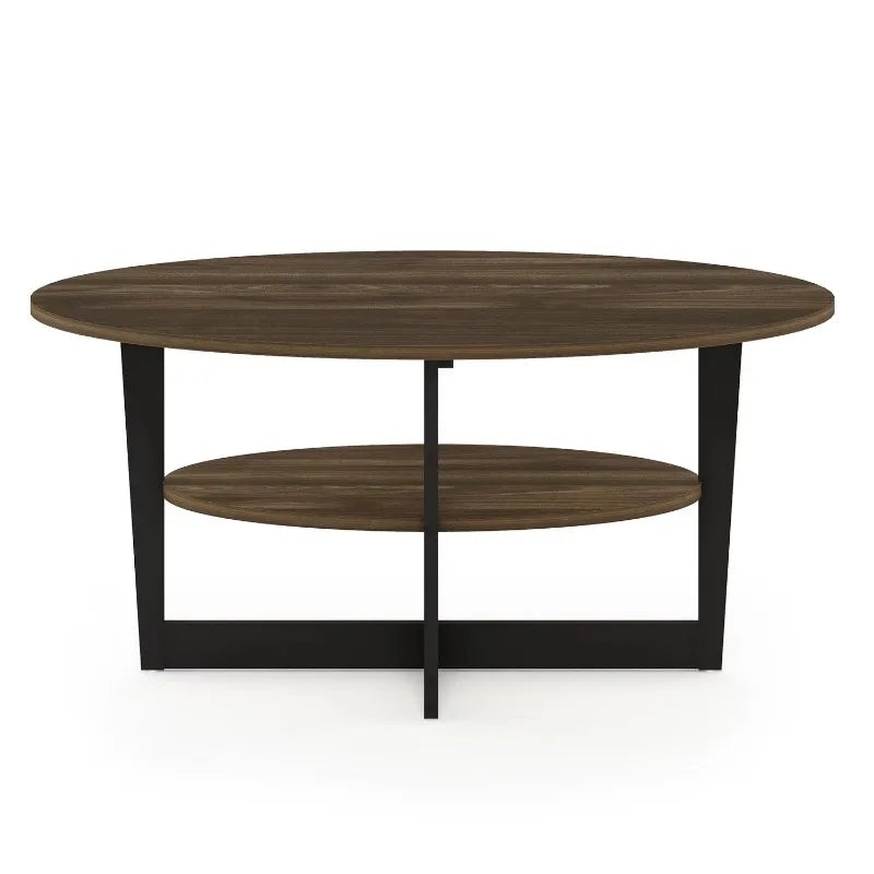 JAYA Oval Coffee Table, Columbia Walnut/Black