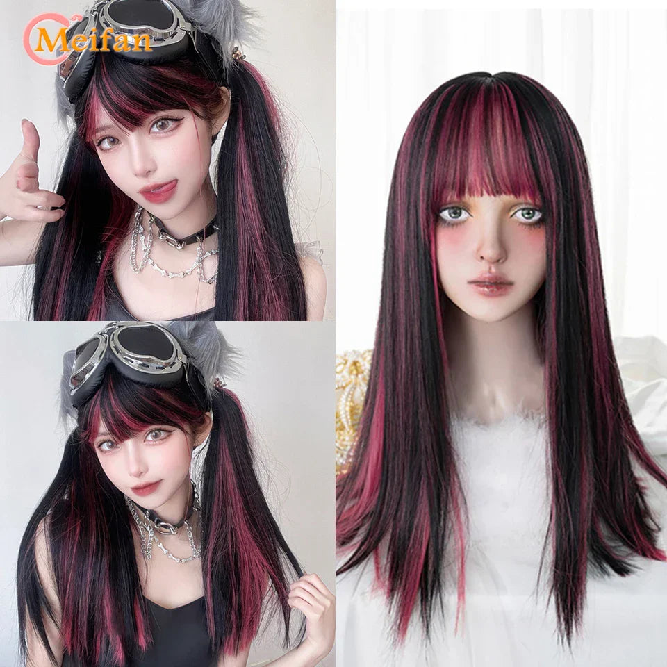 MEIFAN Long Lolita Ombre Harajuku Wig With Bang