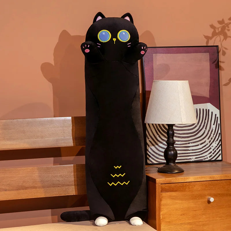 1PC 90~130cm Long Giant Cats Plush Toy Cylidrical