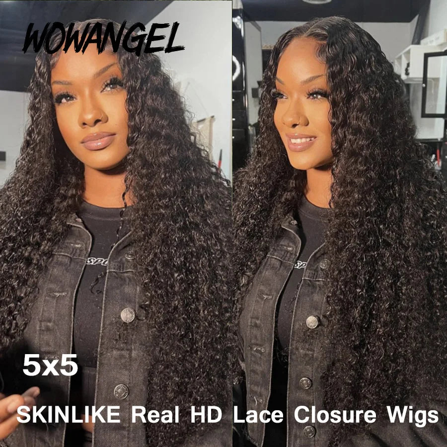 Wow Angel 5x5 HD Lace Closure Curly Wigs