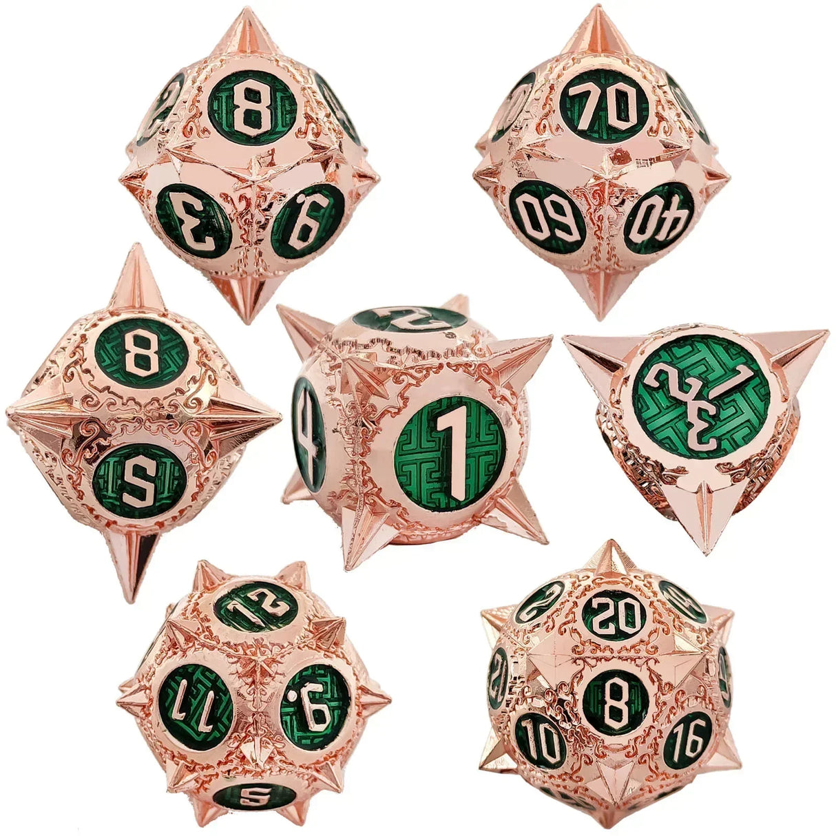 7pcs Solid Metal Dice Beautiful and Finely Crafted