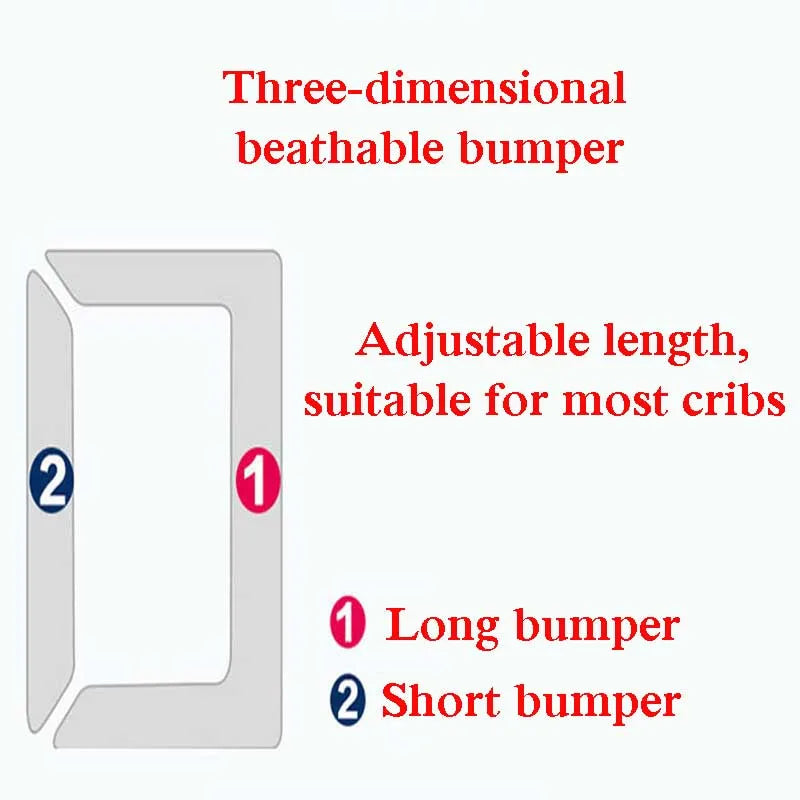 2Pcs/Set Baby Mesh Crib Bumper Liner Breathable Summer