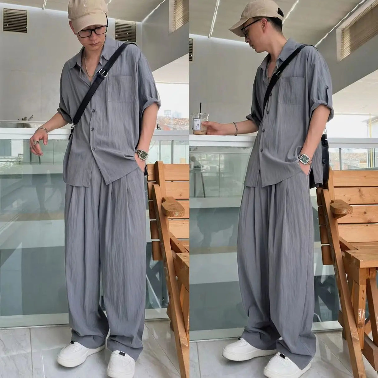 Casual Long Sleeve Shirt and Pants Sets Men