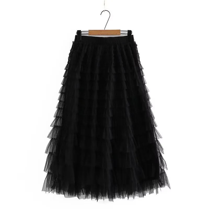 Plus Size Womens Clothing Skirt Elastic Waist Mesh