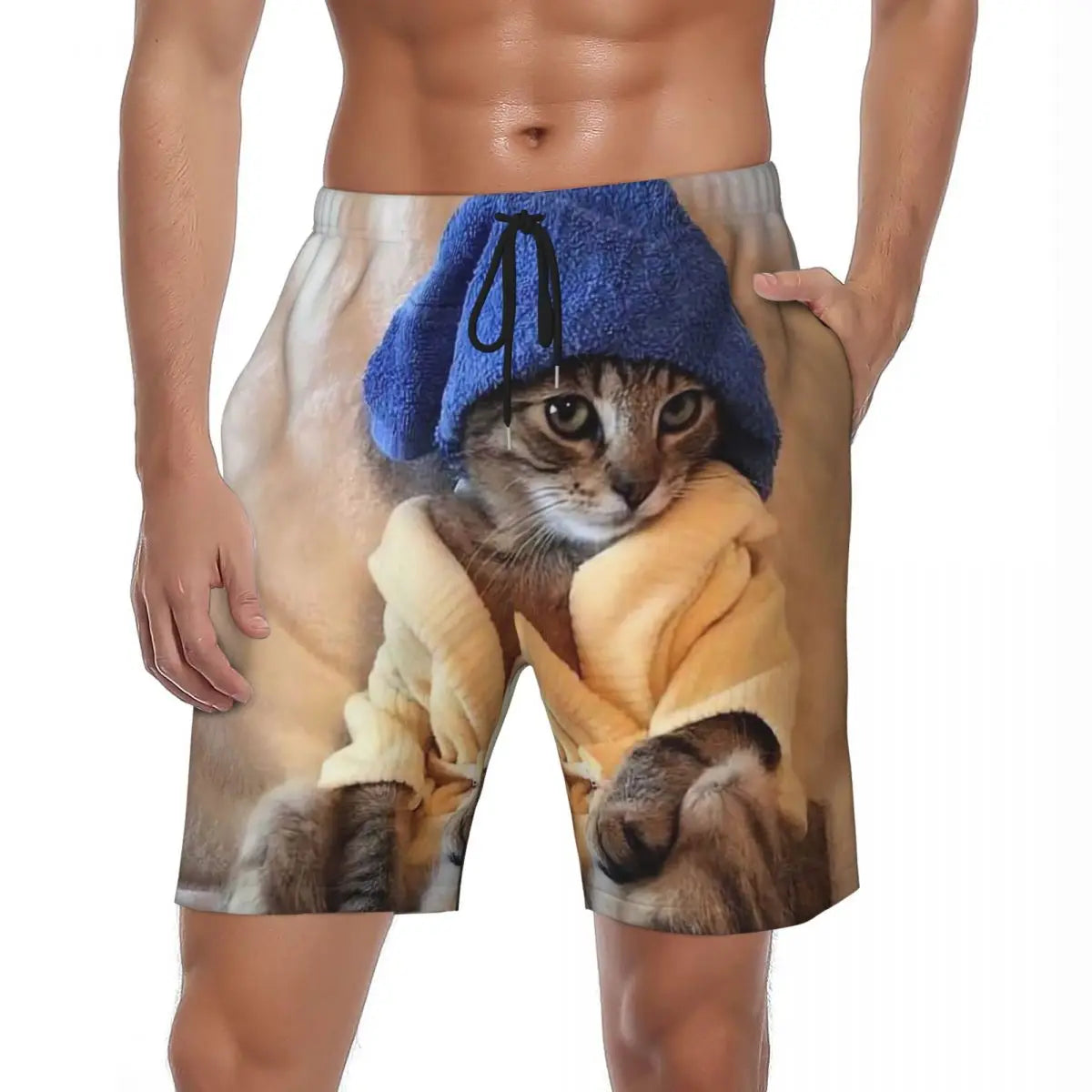 Cute Cat Animals Board Shorts Summer Funny Hawaii