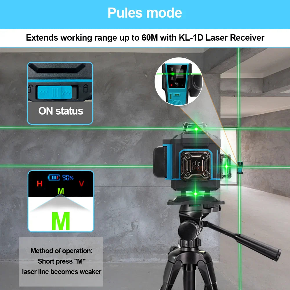 KEZERS 16 Lines 4D Display Green Laser Level