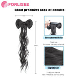 FORLISEE Bowknot Halftie High Ponytail Wig Clip Hair