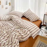 3PCS Bedding Set Nordic Colorful Striped Printing Duvet